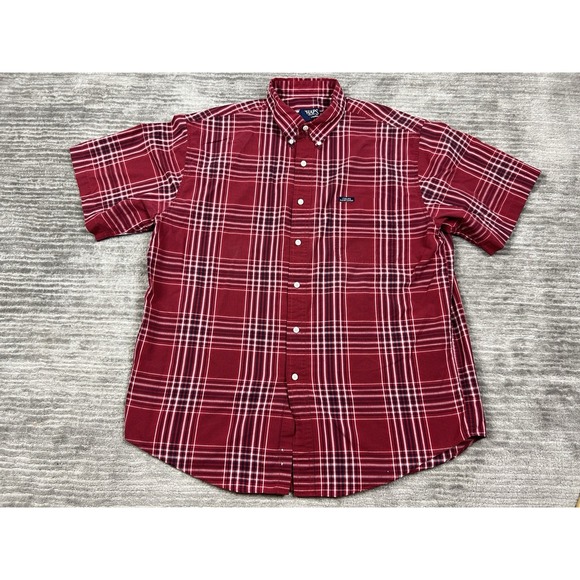 Chaps Other - Chaps Ralph Lauren Shirt Mens‎ XL Red Plaid Short Sleeve Button Up Cotton Blend